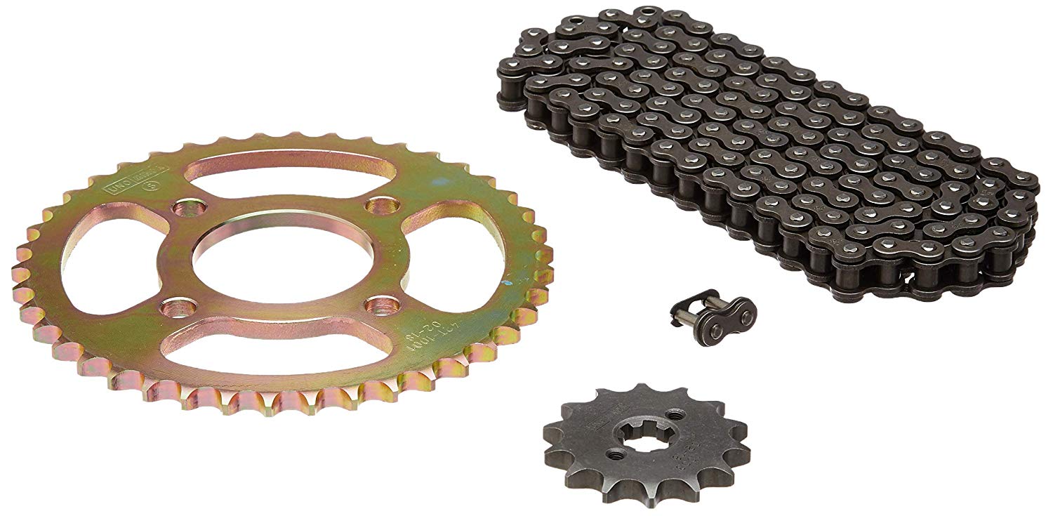 Uno Minda CH-1012 Quadra Rivet Chain & Alloy Steel Hardened Sprockets Chain & Sprocket Kit - R428 SIZE-120L / 14T / 42T(4H) For Bajaj Discover 110, K70, Jadoo 